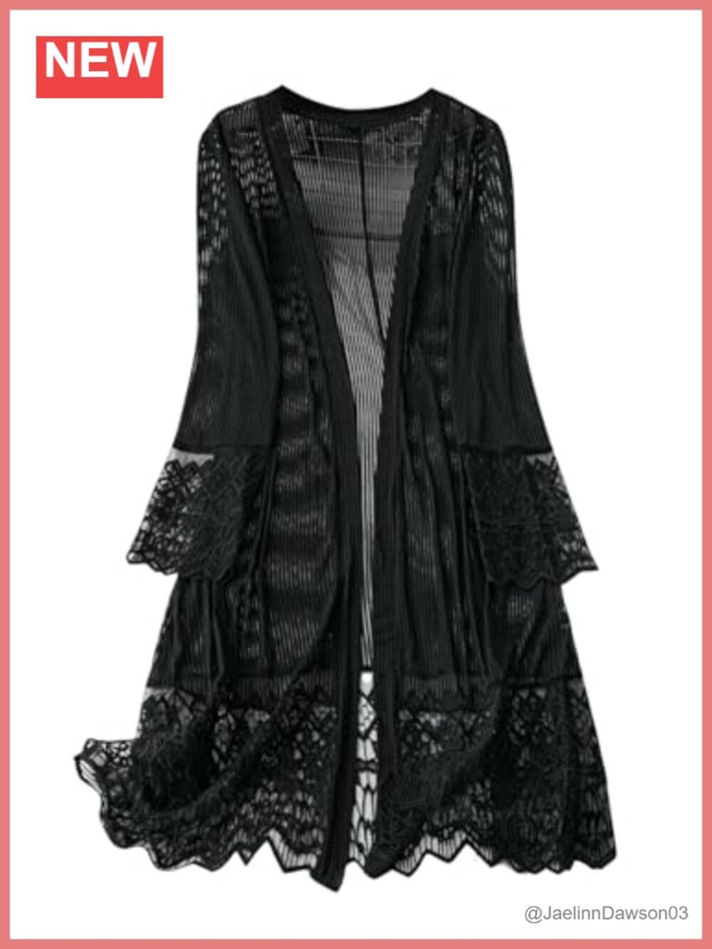 Plus Size Lace Long Cardigan Duster Kimono for Women Lightweight Open Front
